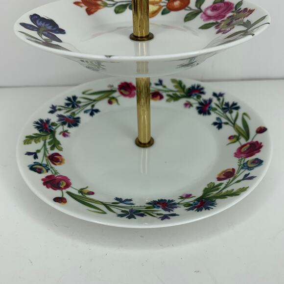 Porcelaine de Paris Tiered Flower Trimmed Porcelain Serving Plate - Picture 7 of 9